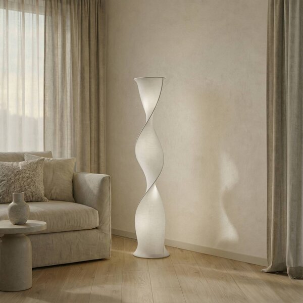 Lampa stojąca LED Novelle Lucande, możliwość ściemniania, biały / opal, salon / jadalnia, tworzywo sztuczne, design