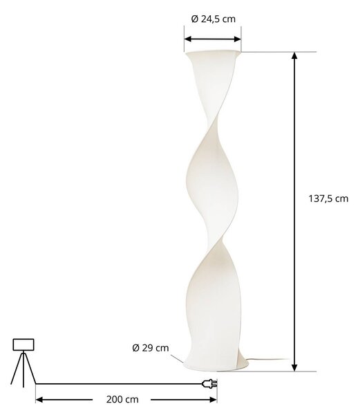 Lampa stojąca LED Novelle Lucande, możliwość ściemniania, biały / opal, salon / jadalnia, tworzywo sztuczne, design