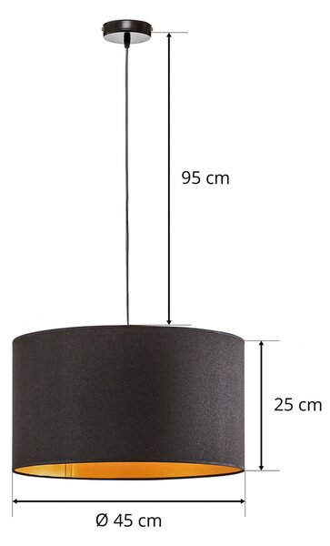 Lampa wisząca Roller Euluna, możliwość ściemniania, czarny, salon / jadalnia, tkanina / materiał / jedwab, nowoczesny