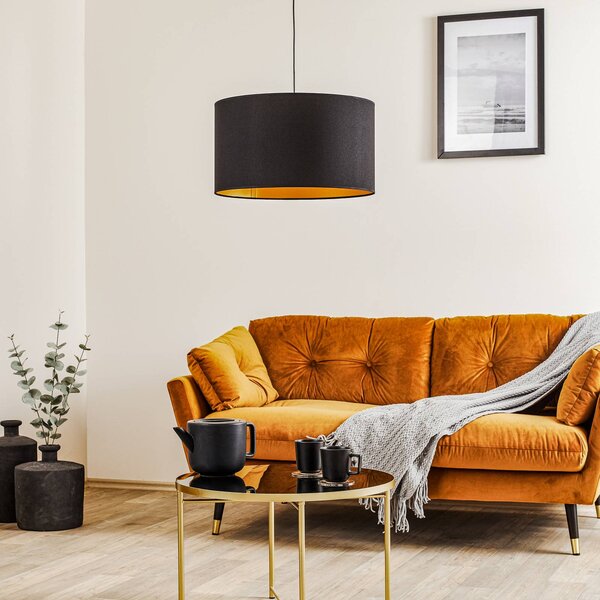 Lampa wisząca Roller Euluna, możliwość ściemniania, czarny, salon / jadalnia, tkanina / materiał / jedwab, nowoczesny