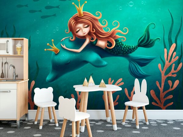 Tapeta syrena z delfinem
