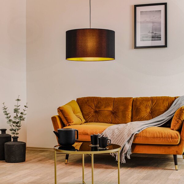 Lampa wisząca Roller Euluna, możliwość ściemniania, czarny, salon / jadalnia, tkanina / materiał / jedwab, nowoczesny