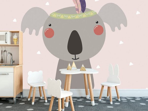 Tapeta koala z indiańskimi piórami