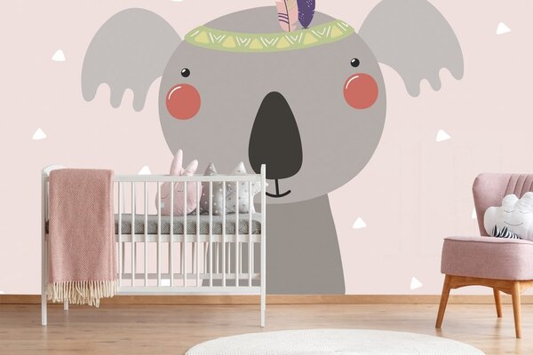 Tapeta koala z indiańskimi piórami