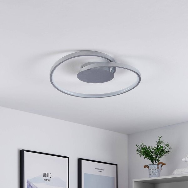Lampa sufitowa LED Enesa Lucande, możliwość ściemniania, aluminiowy / szary / cynkowy, sypialnia, metal, nowoczesny