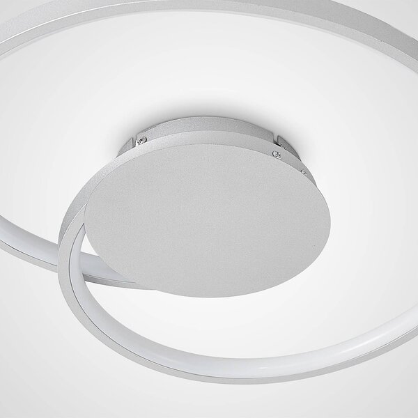 Lampa sufitowa LED Enesa Lucande, możliwość ściemniania, aluminiowy / szary / cynkowy, sypialnia, metal, nowoczesny
