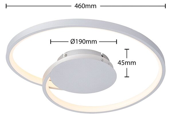 Lampa sufitowa LED Enesa Lucande, możliwość ściemniania, aluminiowy / szary / cynkowy, sypialnia, metal, nowoczesny
