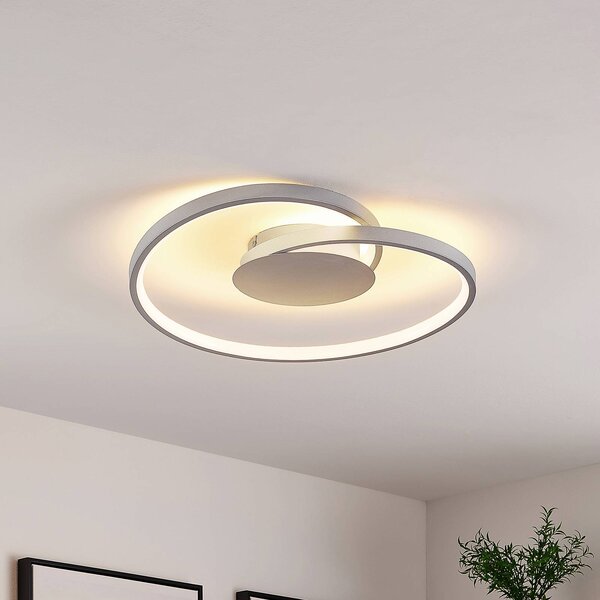 Lampa sufitowa LED Enesa Lucande, możliwość ściemniania, aluminiowy / szary / cynkowy, sypialnia, metal, nowoczesny
