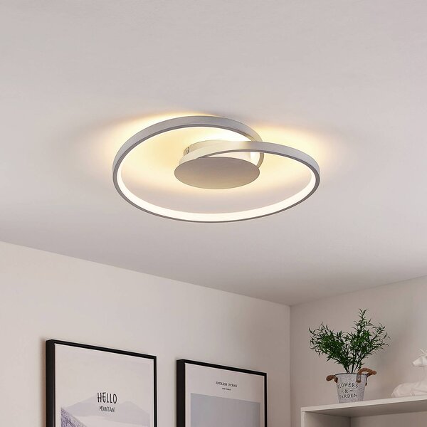 Lampa sufitowa LED Enesa Lucande, możliwość ściemniania, aluminiowy / szary / cynkowy, sypialnia, metal, nowoczesny