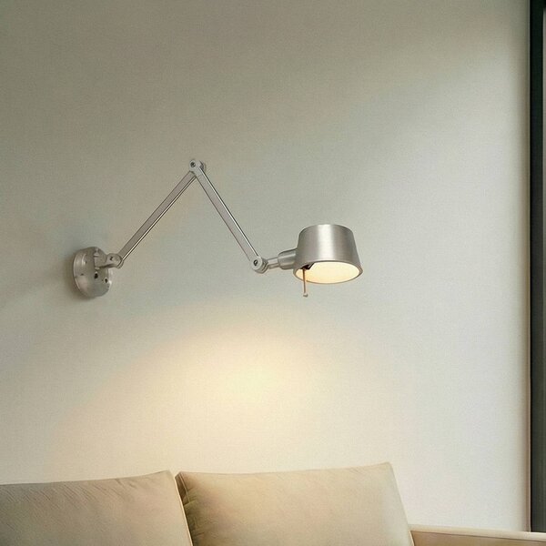 Kinkiet Silka Lucande, możliwość ściemniania, aluminiowy / szary / cynkowy, salon / jadalnia, metal, nowoczesny