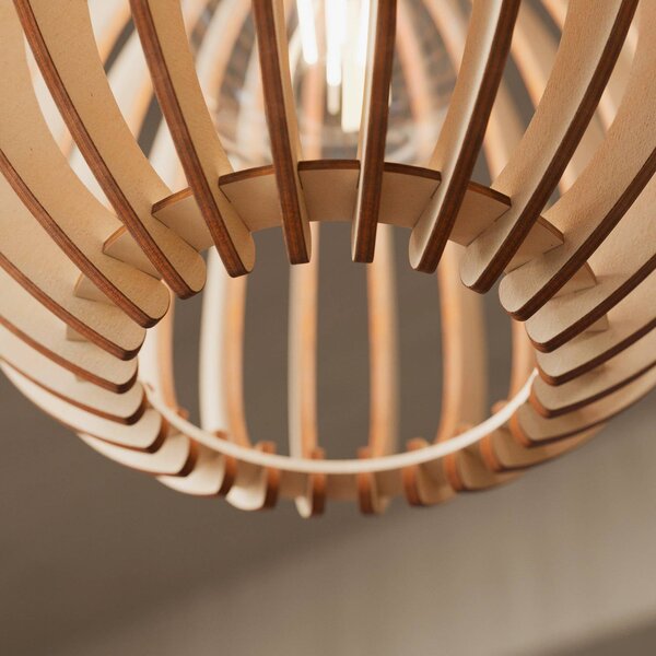 Lampa wisząca Clay Envostar, możliwość ściemniania, jasne drewno, salon / jadalnia, drewno, skandynawski