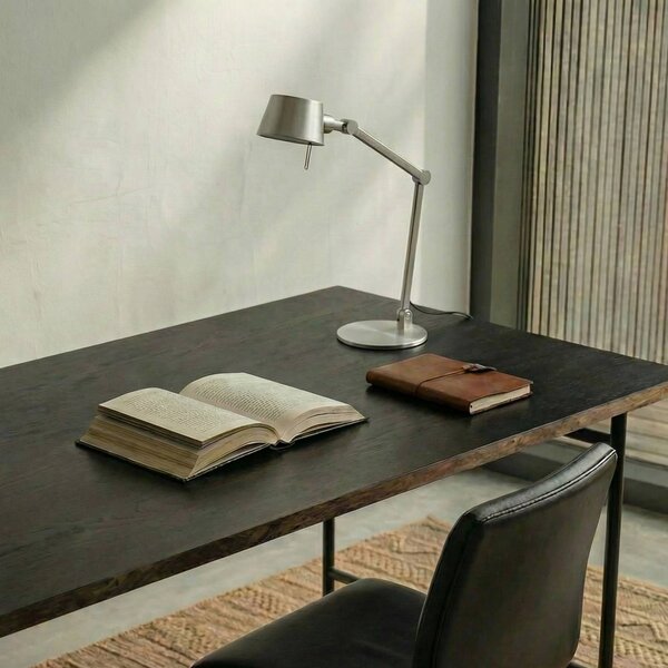 Lampa stołowa Silka Lucande, aluminiowy / szary / cynkowy, salon / jadalnia, metal, nowoczesny