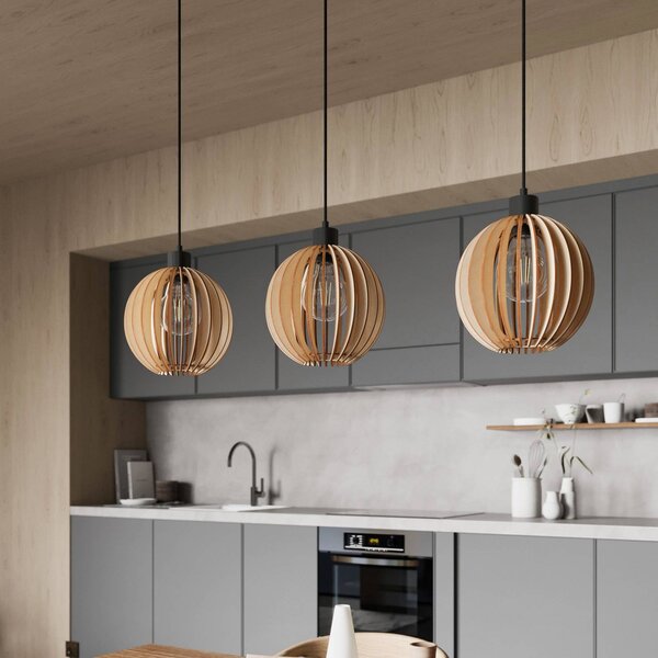Lampa wisząca Clay Envostar, możliwość ściemniania, jasne drewno, salon / jadalnia, drewno, skandynawski