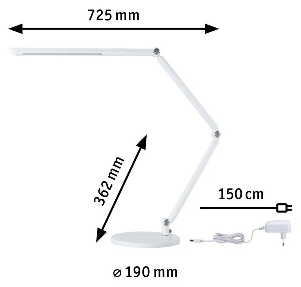 Paulmann Lampa stołowa FlexBar, możliwość ściemniania, biały / opal, biuro, aluminium, nowoczesny