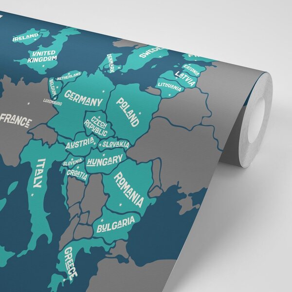 Tapeta mapa edukacyjna z nazwami krajów UE