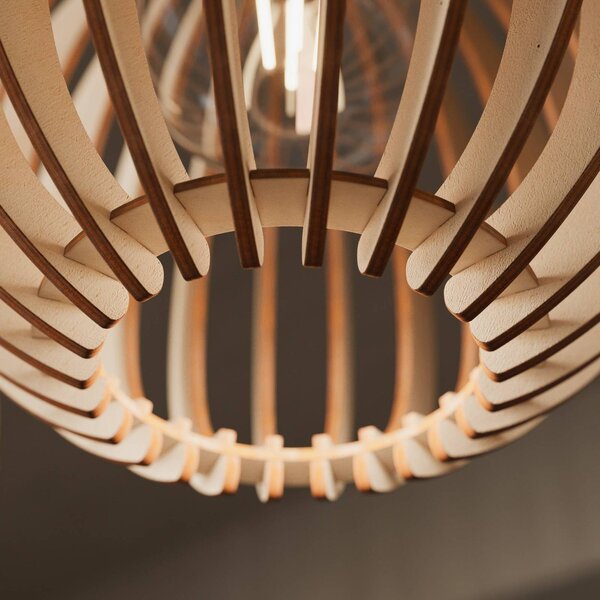 Lampa wisząca Clay Envostar, możliwość ściemniania, jasne drewno, salon / jadalnia, drewno, skandynawski