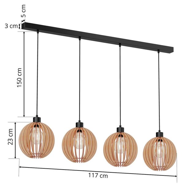 Lampa wisząca Clay Envostar, możliwość ściemniania, jasne drewno, salon / jadalnia, drewno, skandynawski