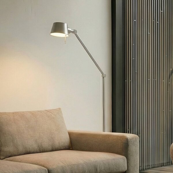 Lampa stojąca Silka Lucande, aluminiowy / szary / cynkowy, biuro, metal, nowoczesny