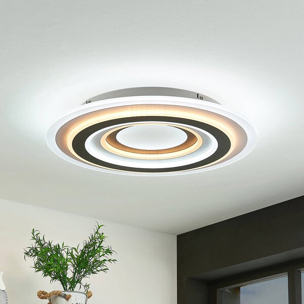 Lampa sufitowa LED Jazmina Lindby, możliwość ściemniania, czarny, salon / jadalnia, tworzywo sztuczne, nowoczesny
