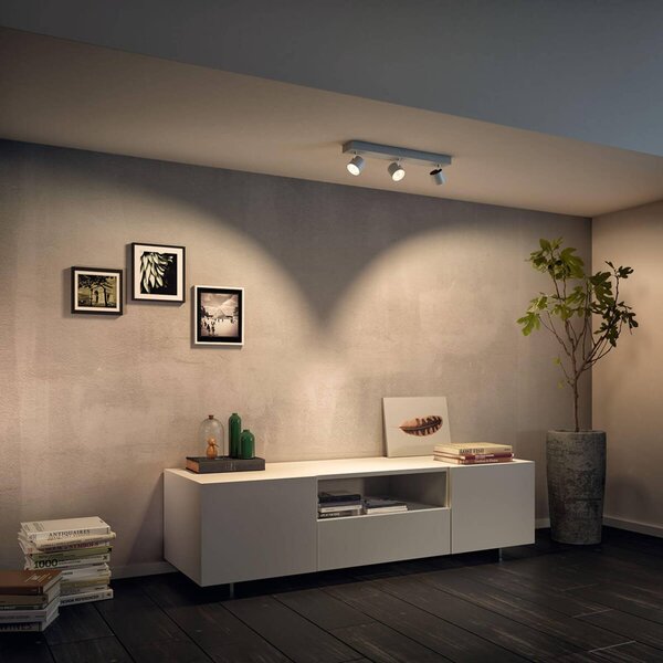 Philips Trzypunktowy spot LED Star, warmglow, biały STAR, możliwość ściemniania, biały / opal, salon / jadalnia, metal, nowoczesny