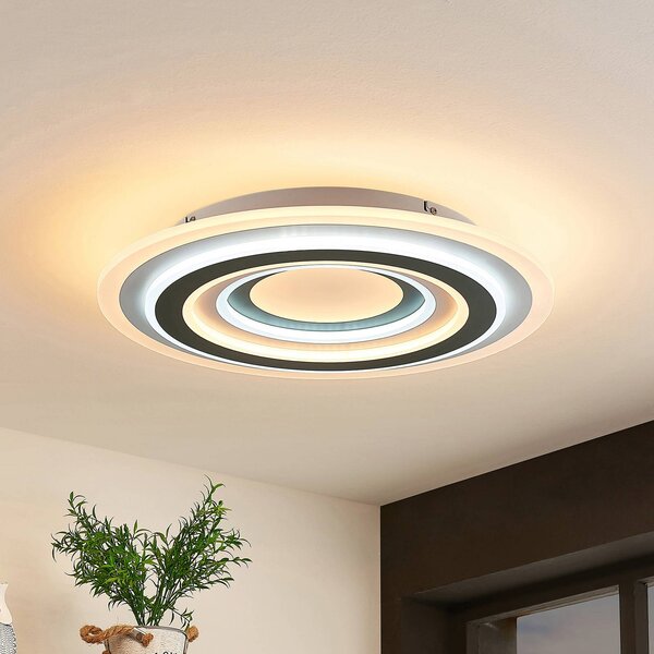Lampa sufitowa LED Jazmina Lindby, możliwość ściemniania, czarny, salon / jadalnia, tworzywo sztuczne, nowoczesny