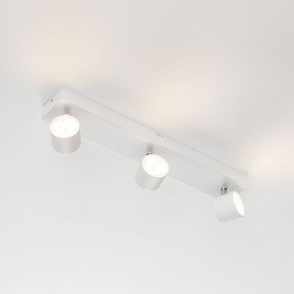 Philips Trzypunktowy spot LED Star, warmglow, biały STAR, możliwość ściemniania, biały / opal, salon / jadalnia, metal, nowoczesny
