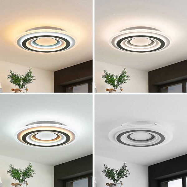 Lampa sufitowa LED Jazmina Lindby, możliwość ściemniania, czarny, salon / jadalnia, tworzywo sztuczne, nowoczesny