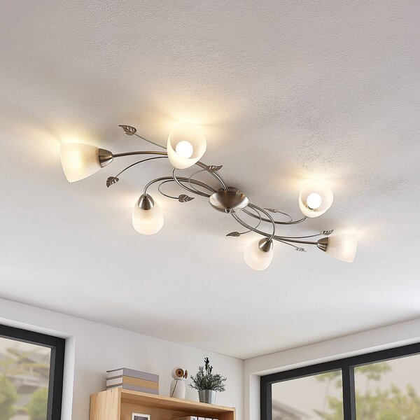 Lampa sufitowa Yannie Lindby, możliwość ściemniania, aluminiowy / szary / cynkowy, salon / jadalnia, metal, antyczny