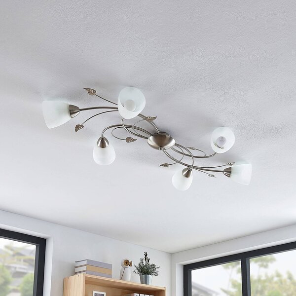 Lampa sufitowa Yannie Lindby, możliwość ściemniania, aluminiowy / szary / cynkowy, salon / jadalnia, metal, antyczny