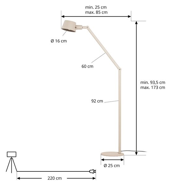 Lampa stojąca Silka Lucande, kremowy / amber, biuro, metal, nowoczesny