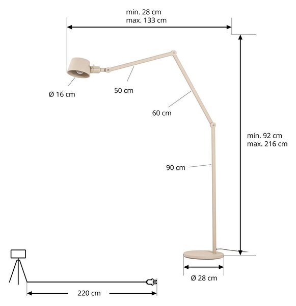 Lampa stojąca Silka Lucande, kremowy / amber, biuro, metal, nowoczesny