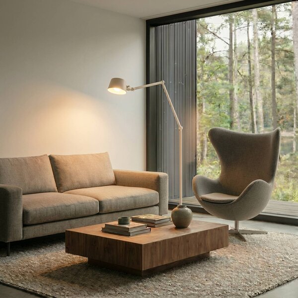 Lampa stojąca Silka Lucande, kremowy / amber, biuro, metal, nowoczesny