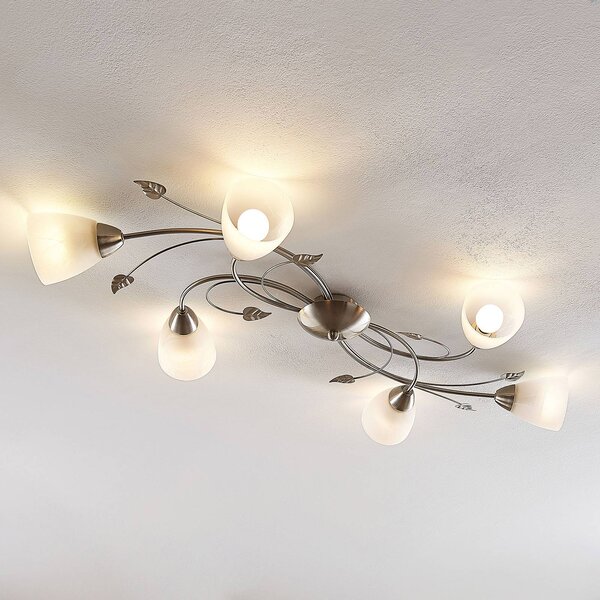 Lampa sufitowa Yannie Lindby, możliwość ściemniania, aluminiowy / szary / cynkowy, salon / jadalnia, metal, antyczny