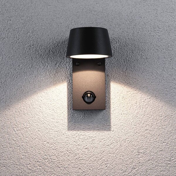 Paulmann Lampa zewnętrzna z czujnikiem ruchu Capea, czarny, aluminium, nowoczesny