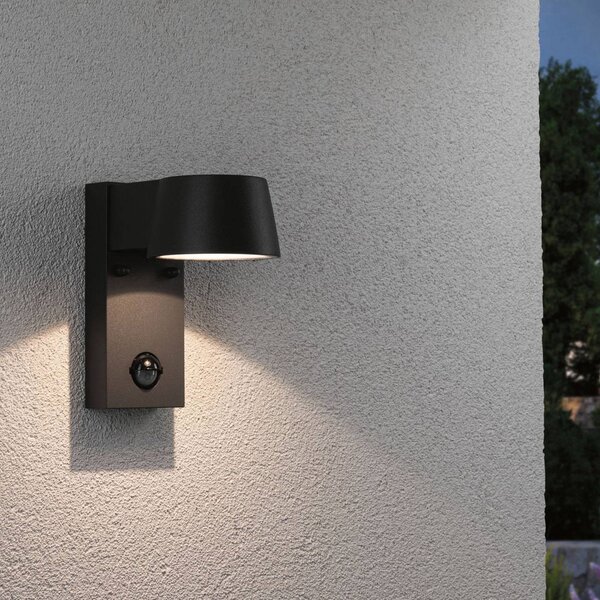 Paulmann Lampa zewnętrzna z czujnikiem ruchu Capea, czarny, aluminium, nowoczesny
