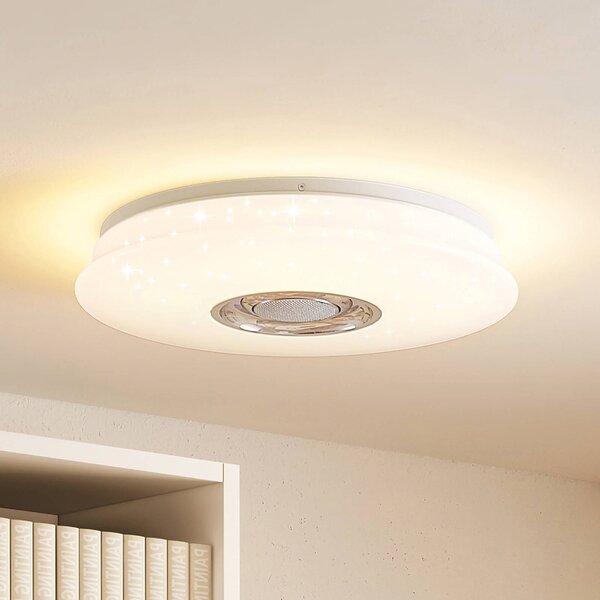 Lampa sufitowa LED Elpida Lindby, możliwość ściemniania, biały / opal, salon / jadalnia, tworzywo sztuczne, nowoczesny