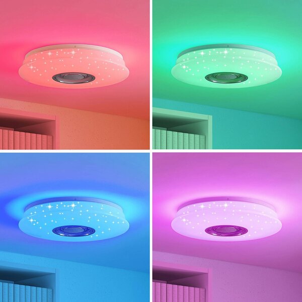 Lampa sufitowa LED Elpida Lindby, możliwość ściemniania, biały / opal, salon / jadalnia, tworzywo sztuczne, nowoczesny