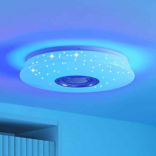 Lampa sufitowa LED Elpida Lindby, możliwość ściemniania, biały / opal, salon / jadalnia, tworzywo sztuczne, nowoczesny