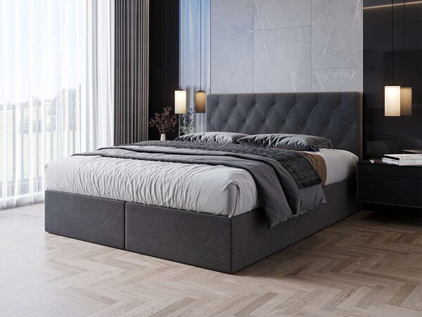 Łóżko 160x200 Harlem ciemnoszare z materacem dostępne od ręki
