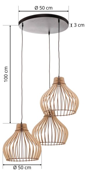 Lampa wisząca Barrel TEMAR LIGHTING, możliwość ściemniania, jasne drewno, salon / jadalnia, drewno, dworkowy / rustykalny