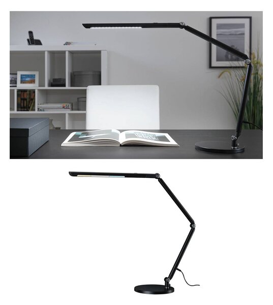 Paulmann Lampa stołowa FlexBar, możliwość ściemniania, czarny, biuro, aluminium, nowoczesny