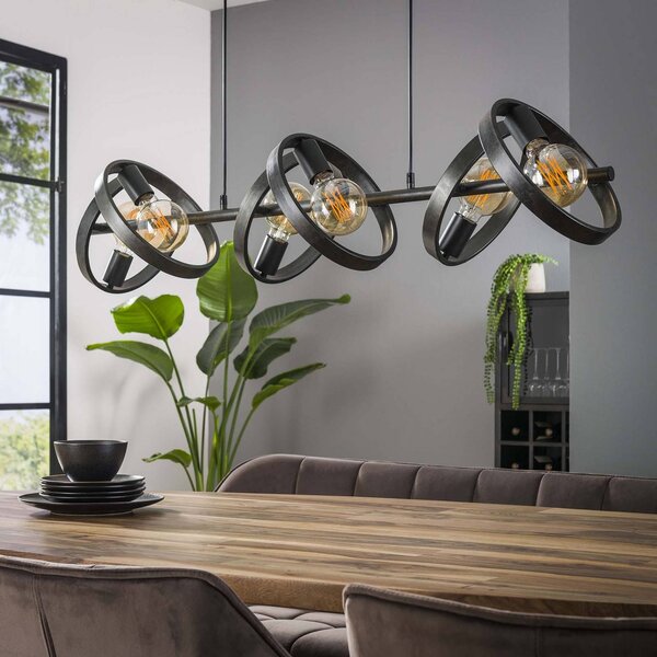 ZIJLSTRA Lampa wisząca Ringelbach, możliwość ściemniania, czarny, salon / jadalnia, metal, nowoczesny