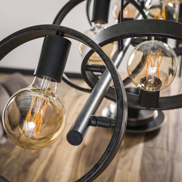 ZIJLSTRA Lampa wisząca Ringelbach, możliwość ściemniania, czarny, salon / jadalnia, metal, nowoczesny