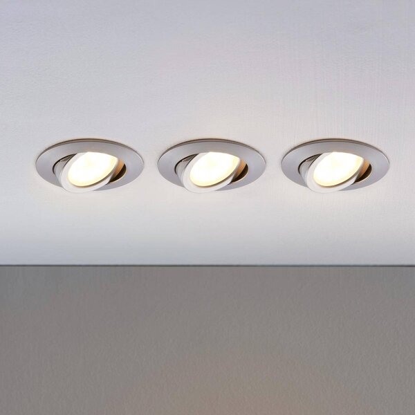 Reflektor wpuszczany LED Andrej, okrągły, aluminium, zestaw 3 sztuk Andrej Lindby, aluminiowy / szary / cynkowy, salon / jadalnia, tworzywo sztuczne, nowoczesny