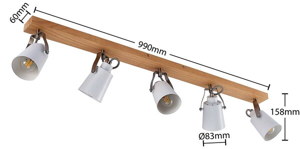 Lampa sufitowa Blana Lindby, możliwość ściemniania, jasne drewno, salon / jadalnia, drewno, skandynawski