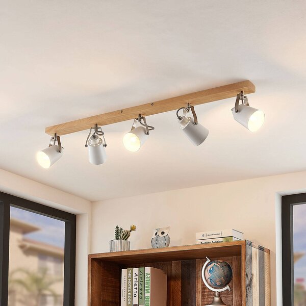 Lampa sufitowa Blana Lindby, możliwość ściemniania, jasne drewno, salon / jadalnia, drewno, skandynawski