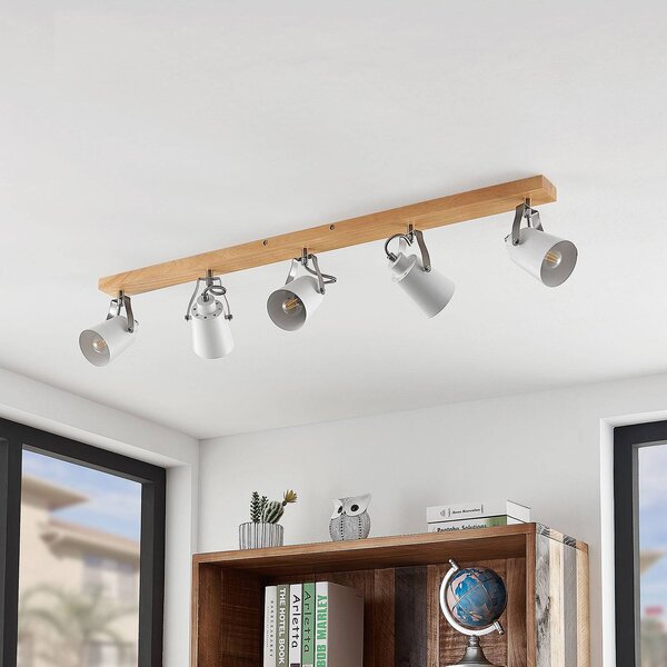 Lampa sufitowa Blana Lindby, możliwość ściemniania, jasne drewno, salon / jadalnia, drewno, skandynawski