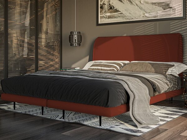 Łóżko tapicerowane 140x200 czerwone Regal z materacem