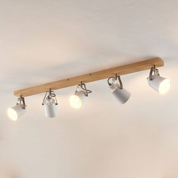Lampa sufitowa Blana Lindby, możliwość ściemniania, jasne drewno, salon / jadalnia, drewno, skandynawski