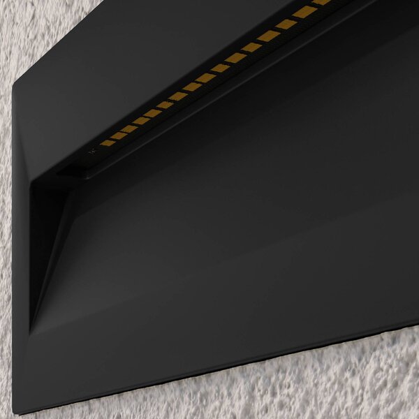 Lucande oprawa wpuszczana ścienna LED Loya, 23 x 8 cm, szary, IP54 Loya, czarny, aluminium, nowoczesny